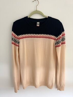 Dale of Norway Cream and Navy Fair Isle Crewneck Sweater